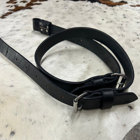 Schwartz Leather Regular Back Cinch - Black w/ Silver Hardware