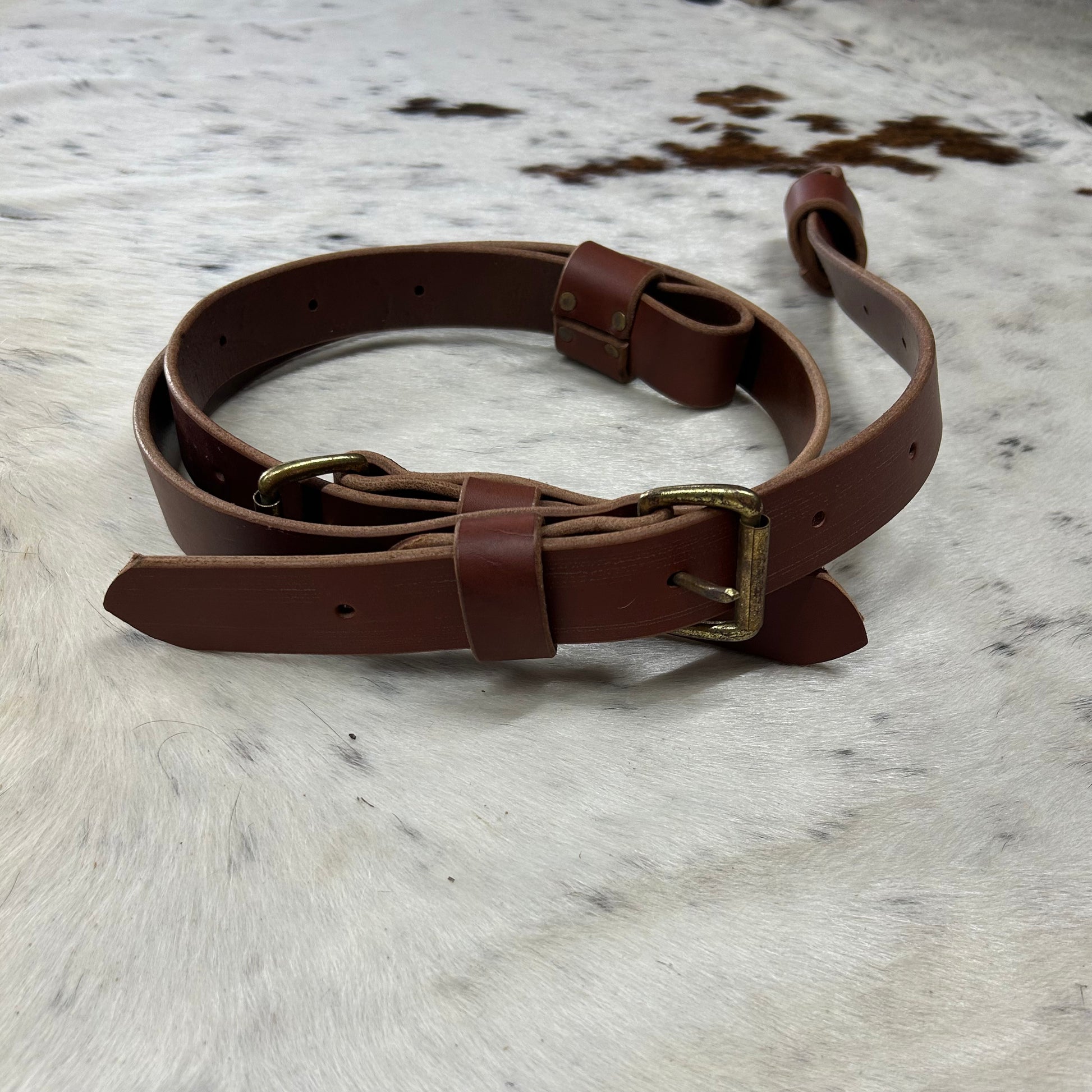 Schwartz Leather Regular Back Cinch - Brown w/ Brass Hardware