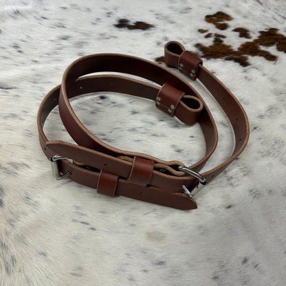 Schwartz Leather Regular Back Cinch - Brown w/ Silver Hardware