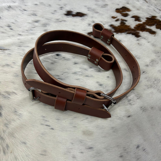 Schwartz Leather Regular Back Cinch - Brown w/ Silver Hardware