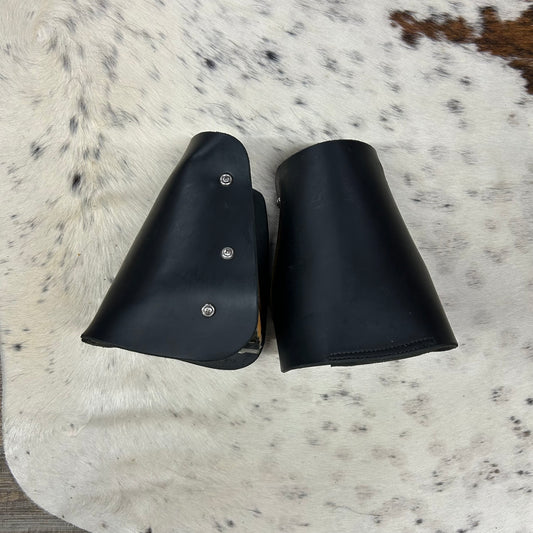 Black Leather Western Covered Tapaderos Stirrups