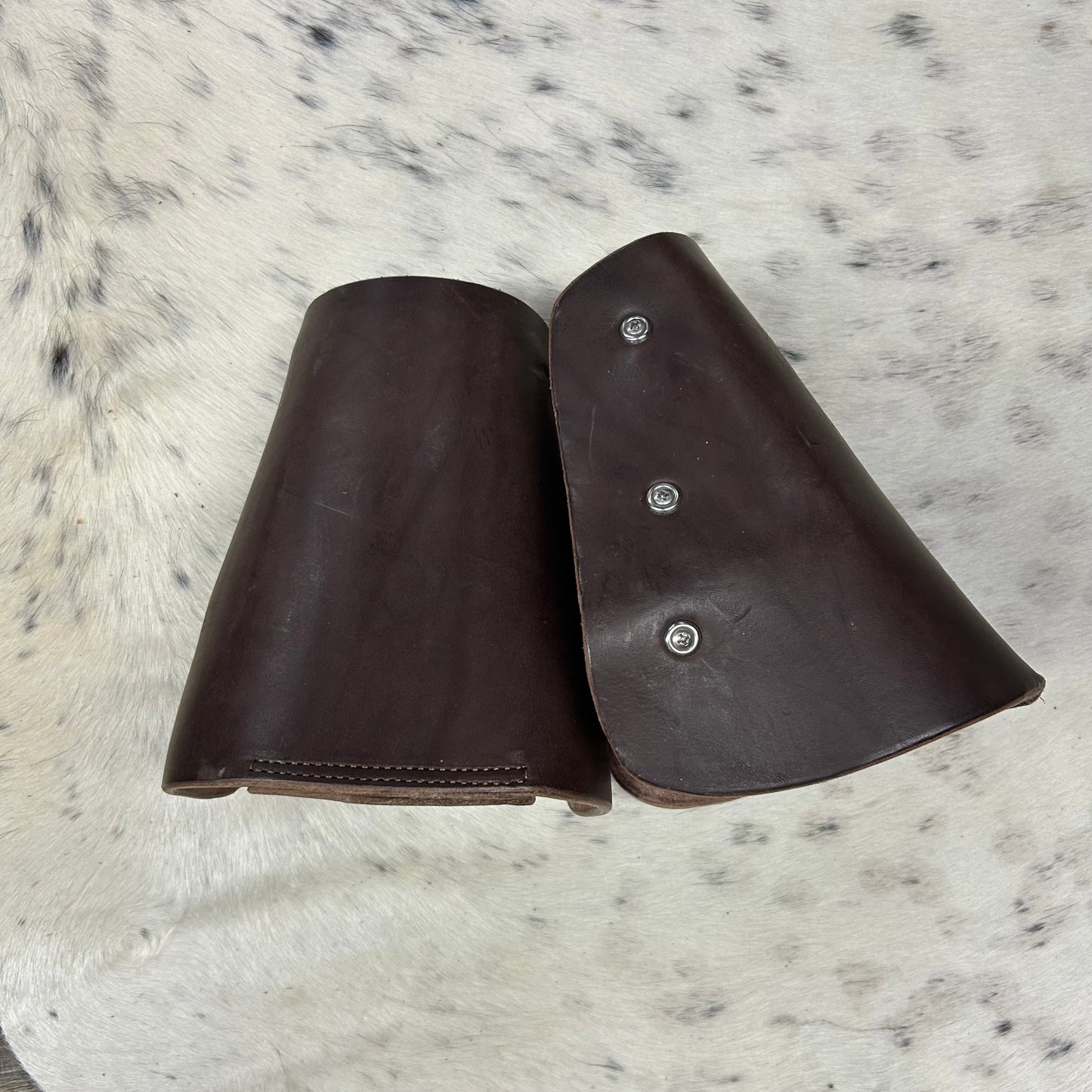 Classic Chocolate Brown Leather Wrapped Western Covered Tapaderos Plastic Stirrups