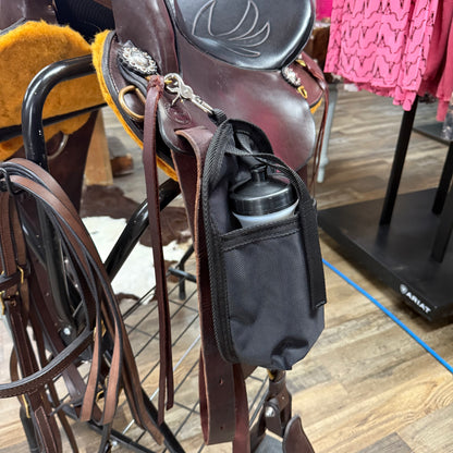 Black Saddle Bag Drink Holder w/ Water Bottle Snap On