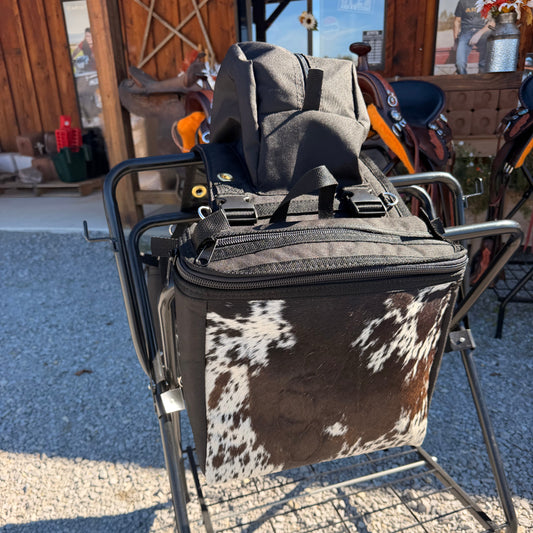 The Spotted Bull Amish Made Black Real COWHIDE Detachable Saddle Bags