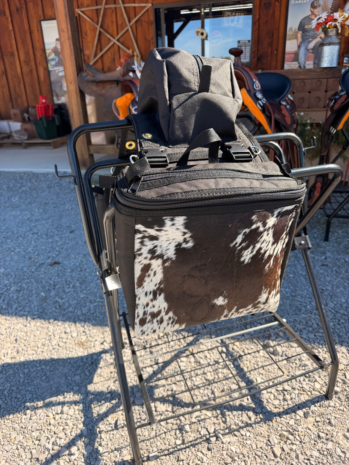 The Branded Lost Bull Amish Made Black Real COWHIDE Detachable Saddle Bags