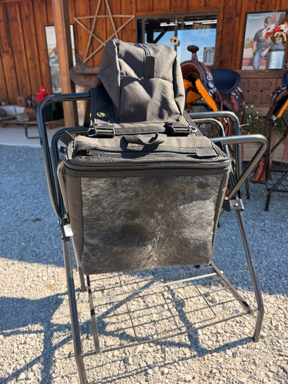 The Gray Smoke Amish Made Black Real COWHIDE Detachable Saddle Bags