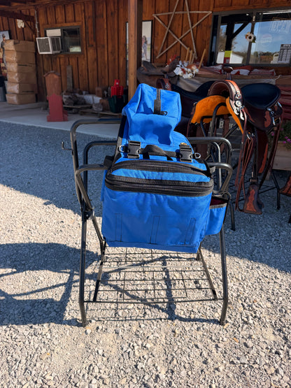 DELUX Amish Made Kentucky Blue Detachable Saddle Bags W/ 2 Cup Holders & 2 Extra Pockets with Velcro