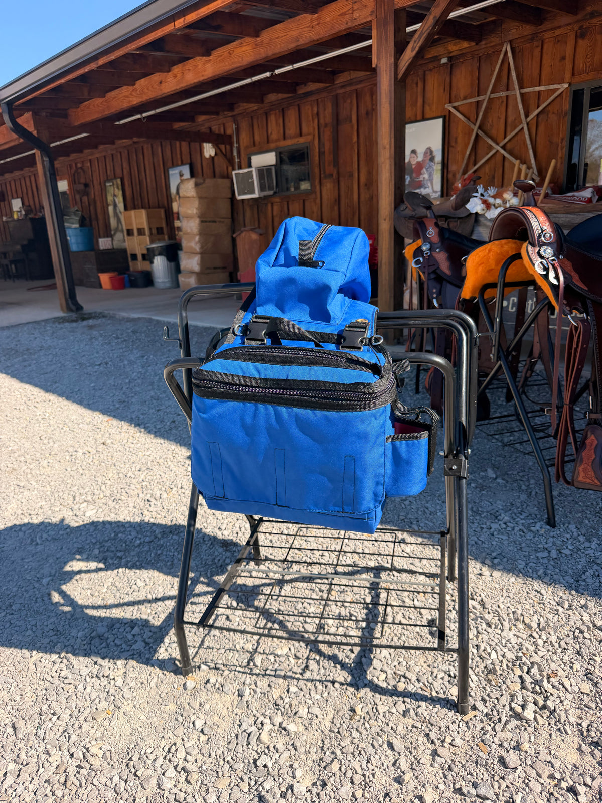 DELUX Amish Made Kentucky Blue Detachable Saddle Bags W/ 2 Cup Holders & 2 Extra Pockets with Velcro