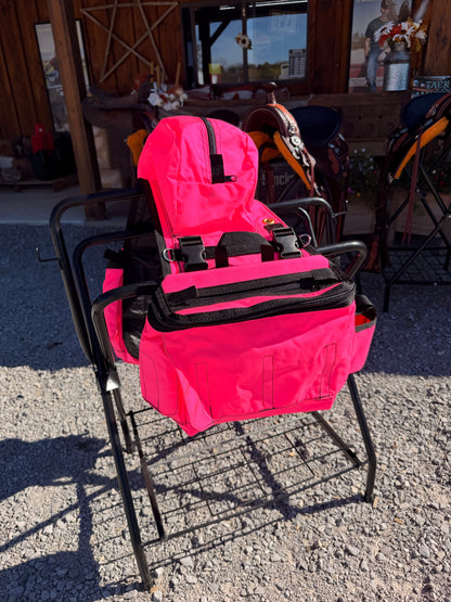 NEW DELUX Amish Made Hot Pink Detachable Saddle Bags W/ 2 Cup Holders & 2 Extra Pockets with Velcro