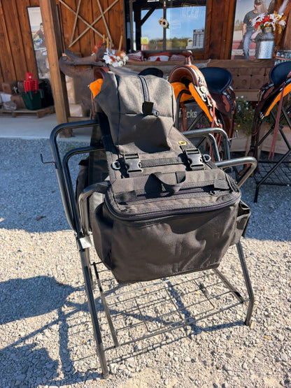 NEW DELUX Amish Made Black As Night Detachable Saddle Bags W/ 2 Cup Holders & 2 Extra Pockets with Velcro