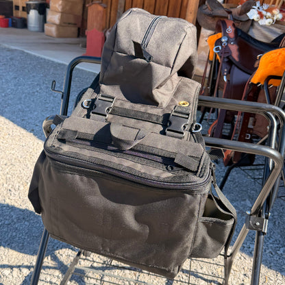 NEW DELUX Amish Made Black As Night Detachable Saddle Bags W/ 2 Cup Holders & 2 Extra Pockets with Velcro
