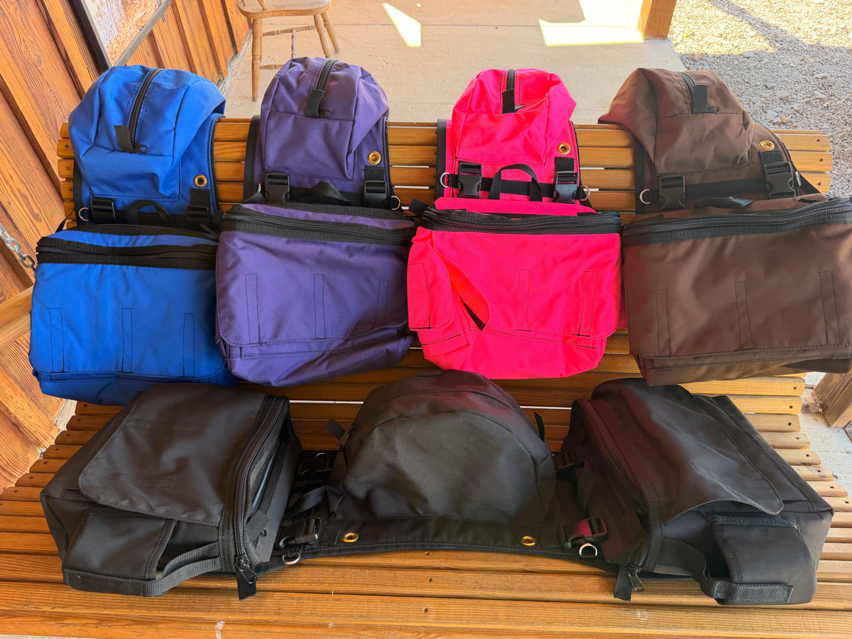 NEW DELUX Amish Made Black As Night Detachable Saddle Bags W/ 2 Cup Holders & 2 Extra Pockets with Velcro