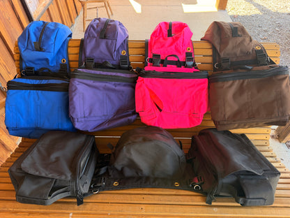 DELUX Amish Made Kentucky Blue Detachable Saddle Bags W/ 2 Cup Holders & 2 Extra Pockets with Velcro