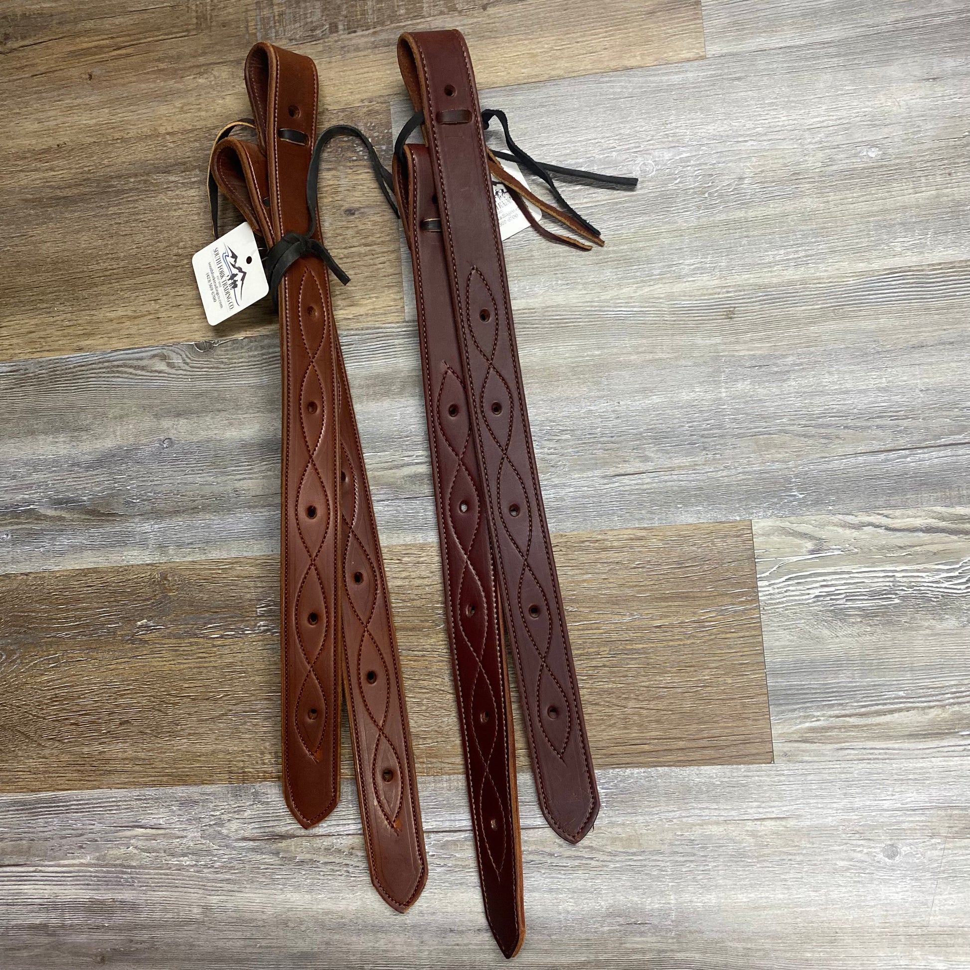 Leather Fancy Stitched Set of Off Billets Amish Crafted