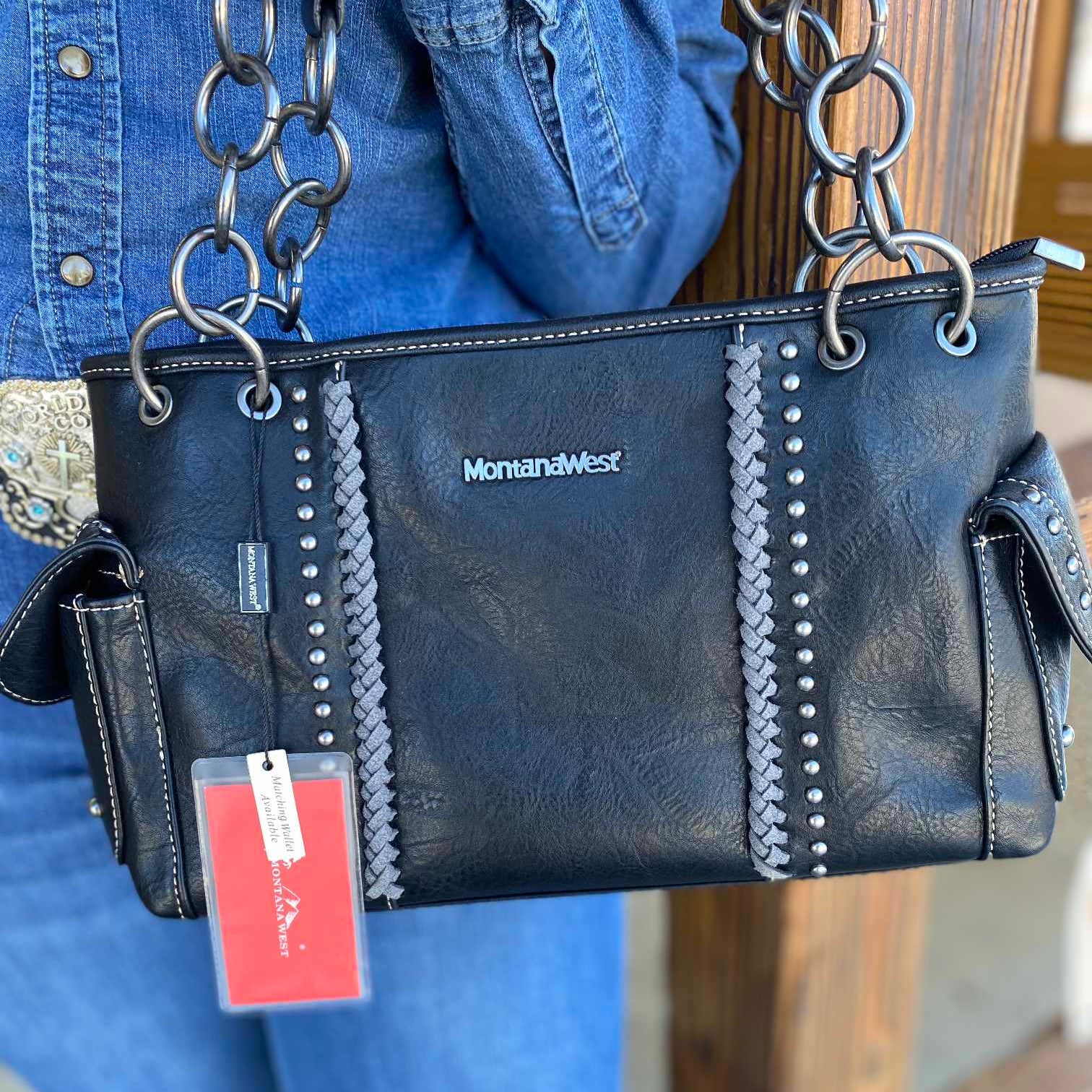 Montana West Leather Concealed Carry Handle Bag Black