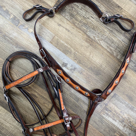 NEW MILLER Blossom Overlay Aussie Pulling Collar & Detailed Bridle