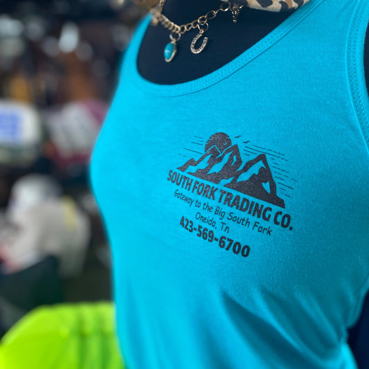 NEW Turquoise & Brown South Fork Trading Co Tank Top