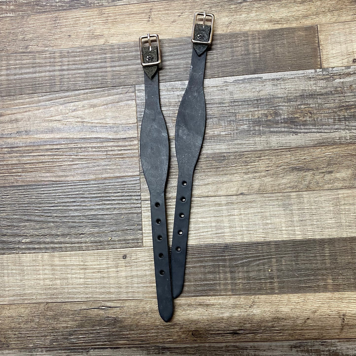 Pair of Amish Crafted Black Leather Hobble Straps Stirrup Holders 