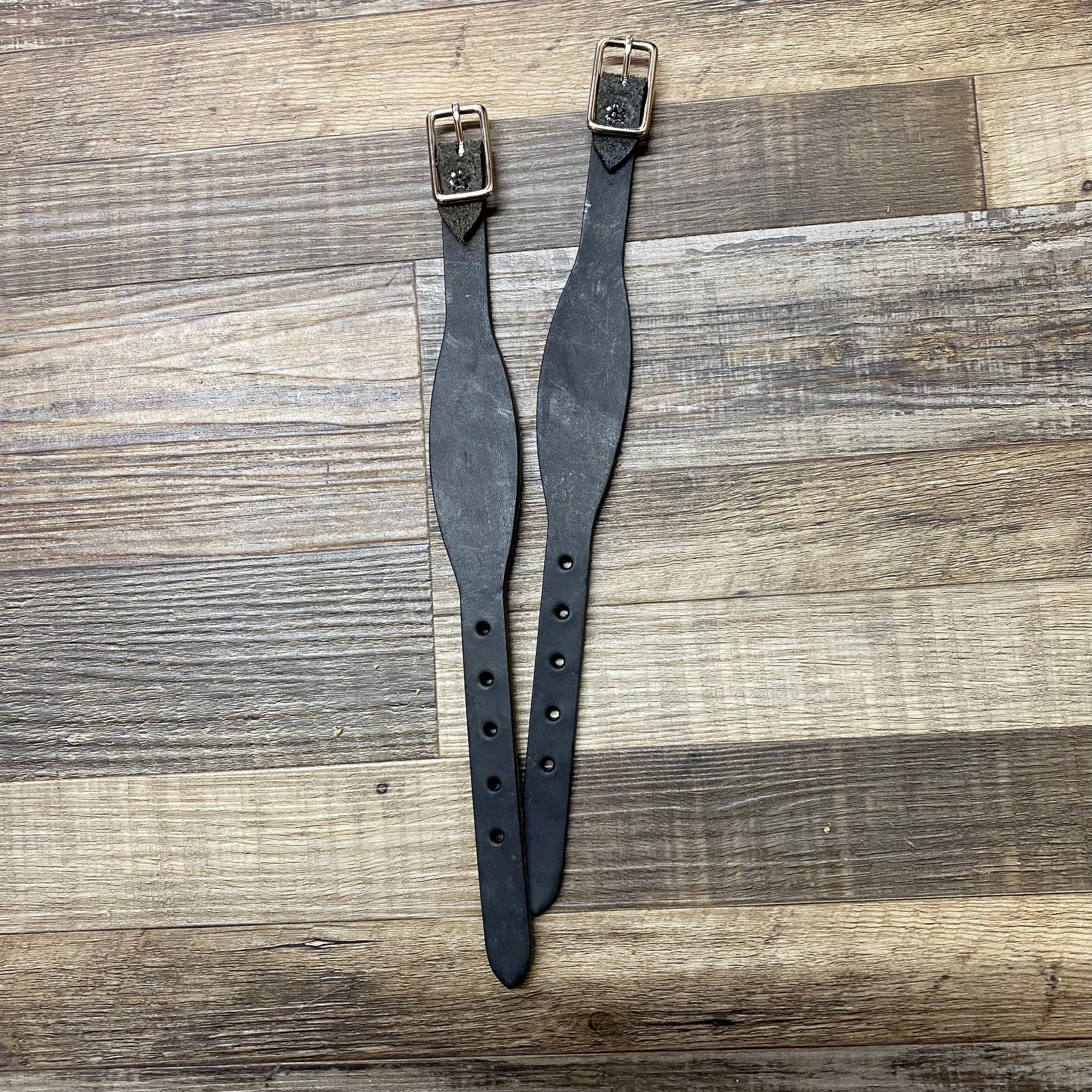 Pair of Amish Crafted Black Leather Hobble Straps Stirrup Holders 