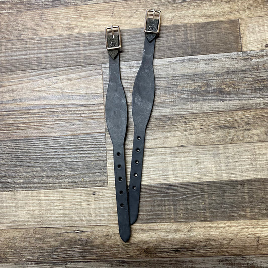 Pair of Amish Crafted Black Leather Hobble Straps Stirrup Holders 