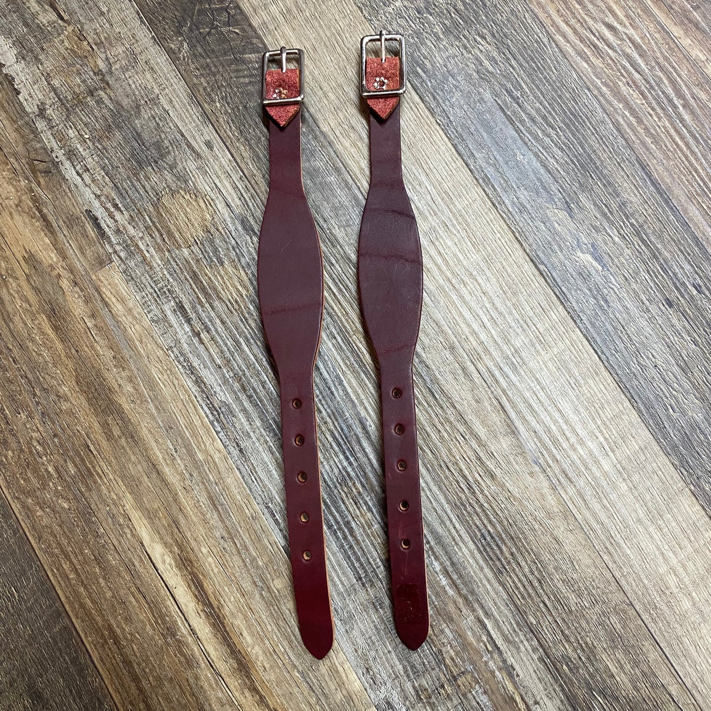 Pair of Amish Crafted Brown Leather Hobble Straps Stirrup Holders
