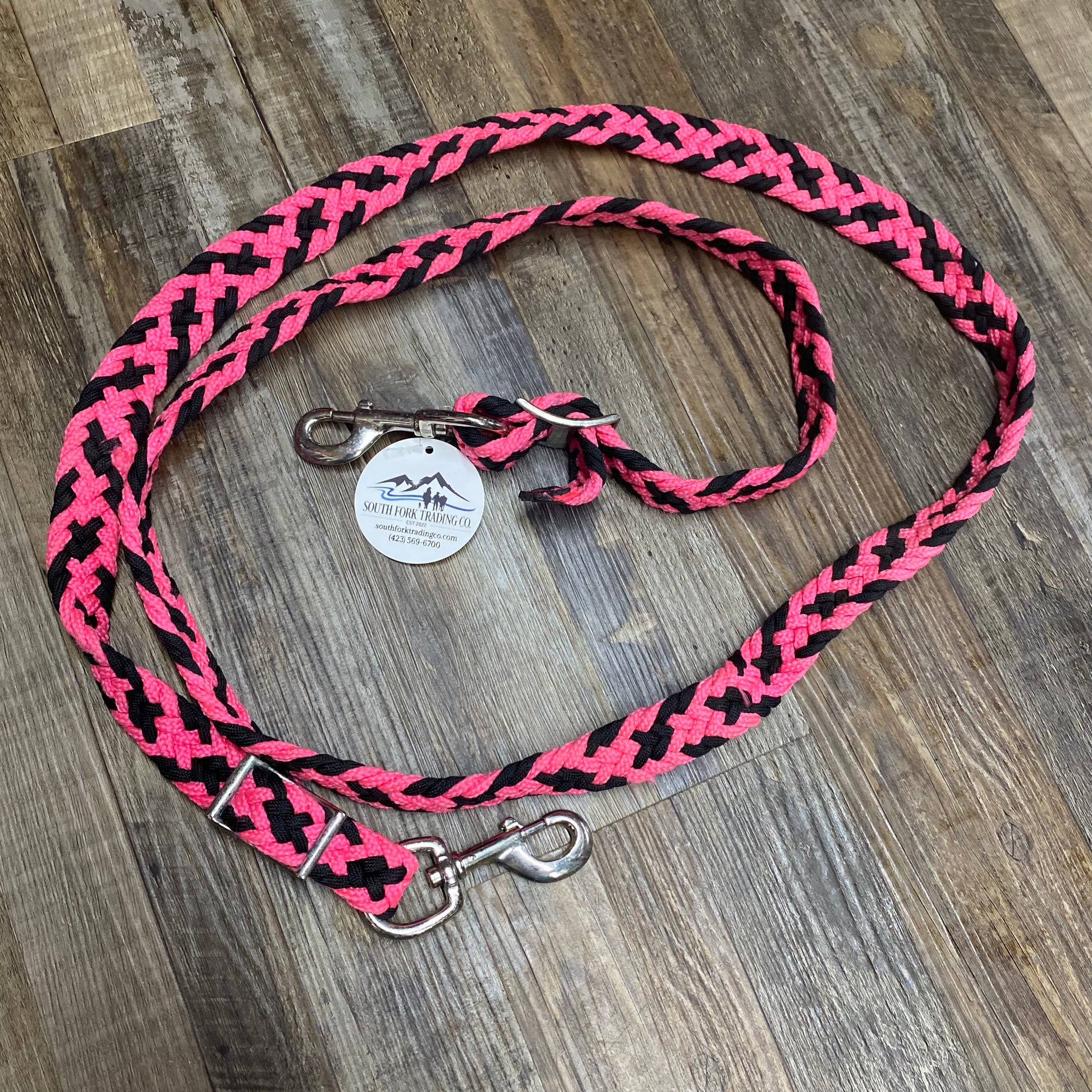 Power Cord Hand Braided Reins Pink & Black