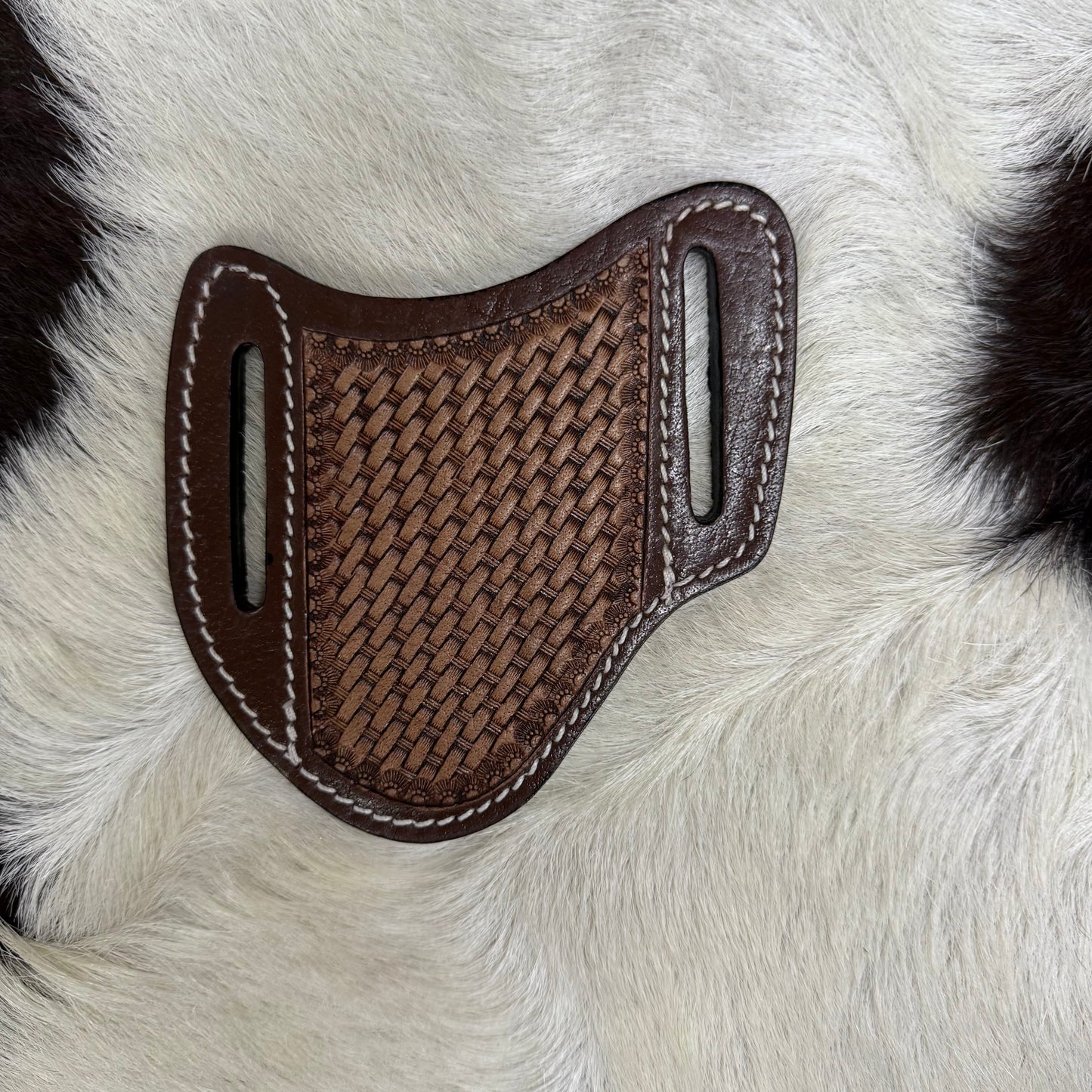 Premium Amish Tooled Leather Sheath Basketweave 