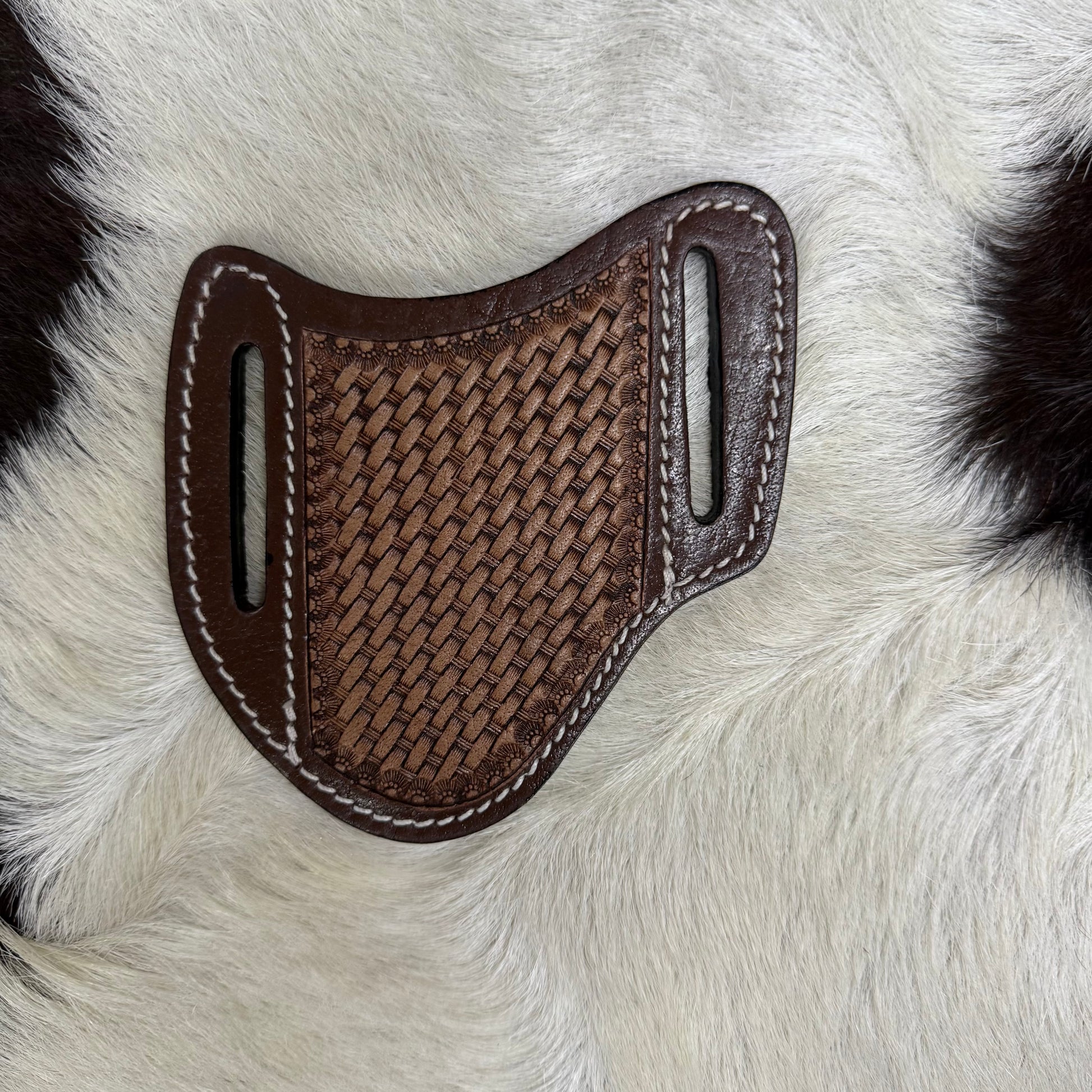 Premium Amish Tooled Leather Sheath Basketweave 