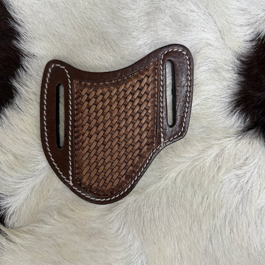 Premium Amish Tooled Leather Sheath Basketweave 