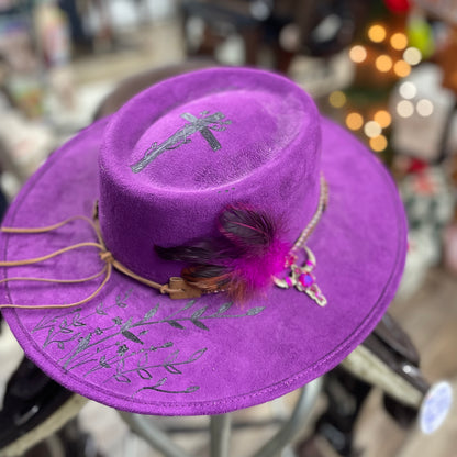 Purple Vines Fedora Hat w/ Accessories Byrdie Mae’s Creation