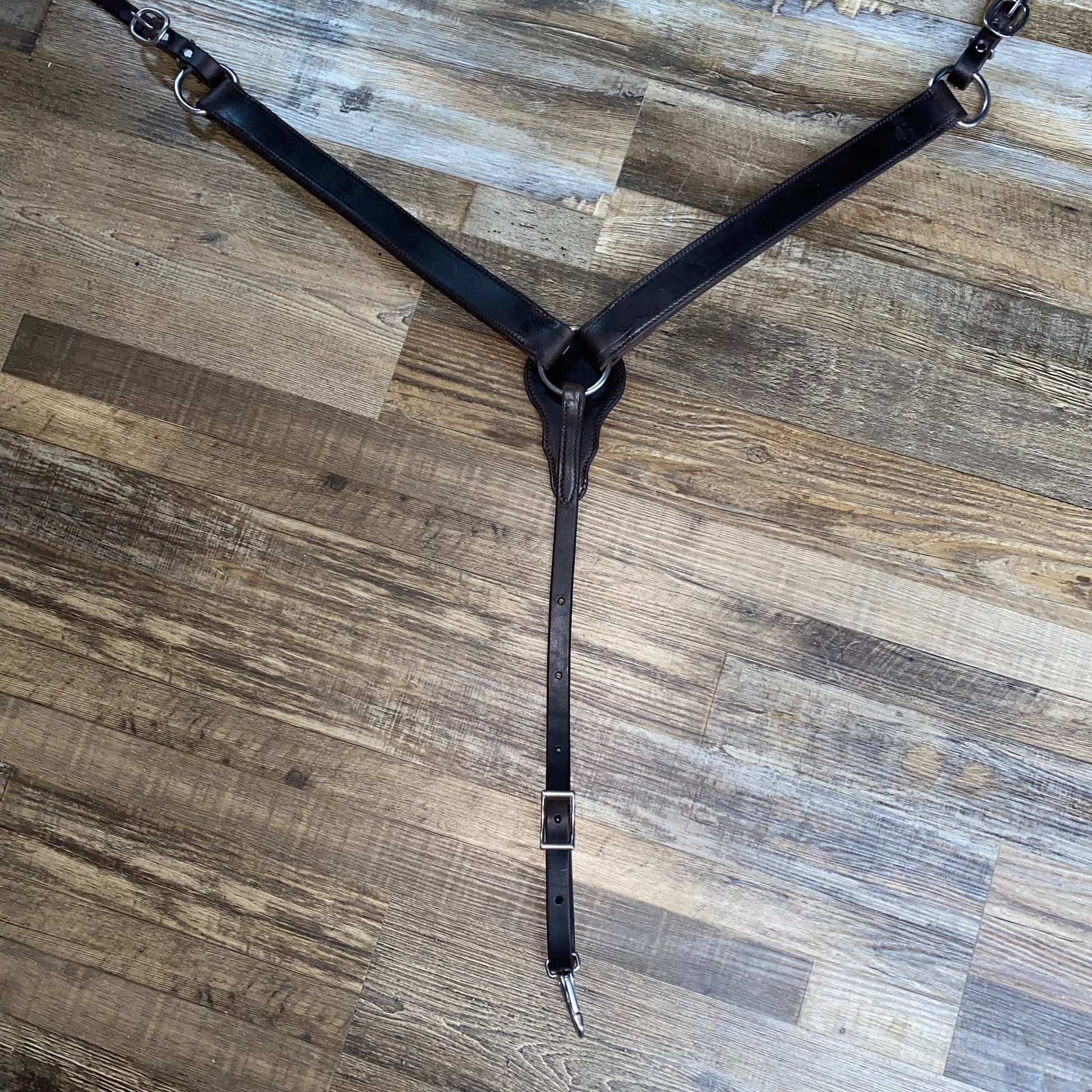 Schwartz Leather Western Straight Breast Collar - Dark Brown w/ Silver Hardware