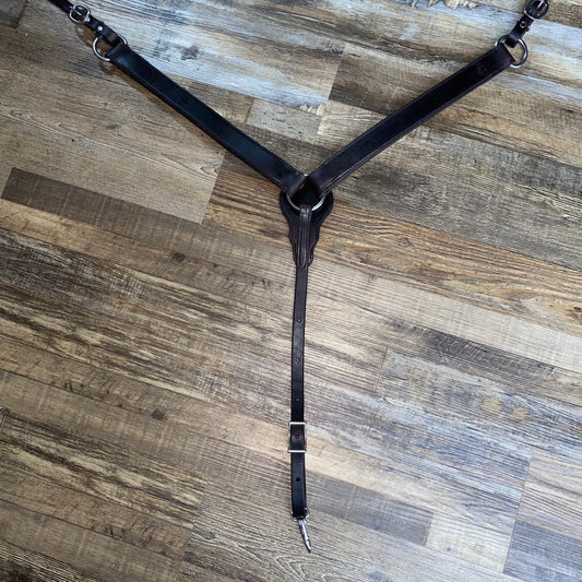 Schwartz Leather Western Straight Breast Collar - Dark Brown w/ Silver Hardware