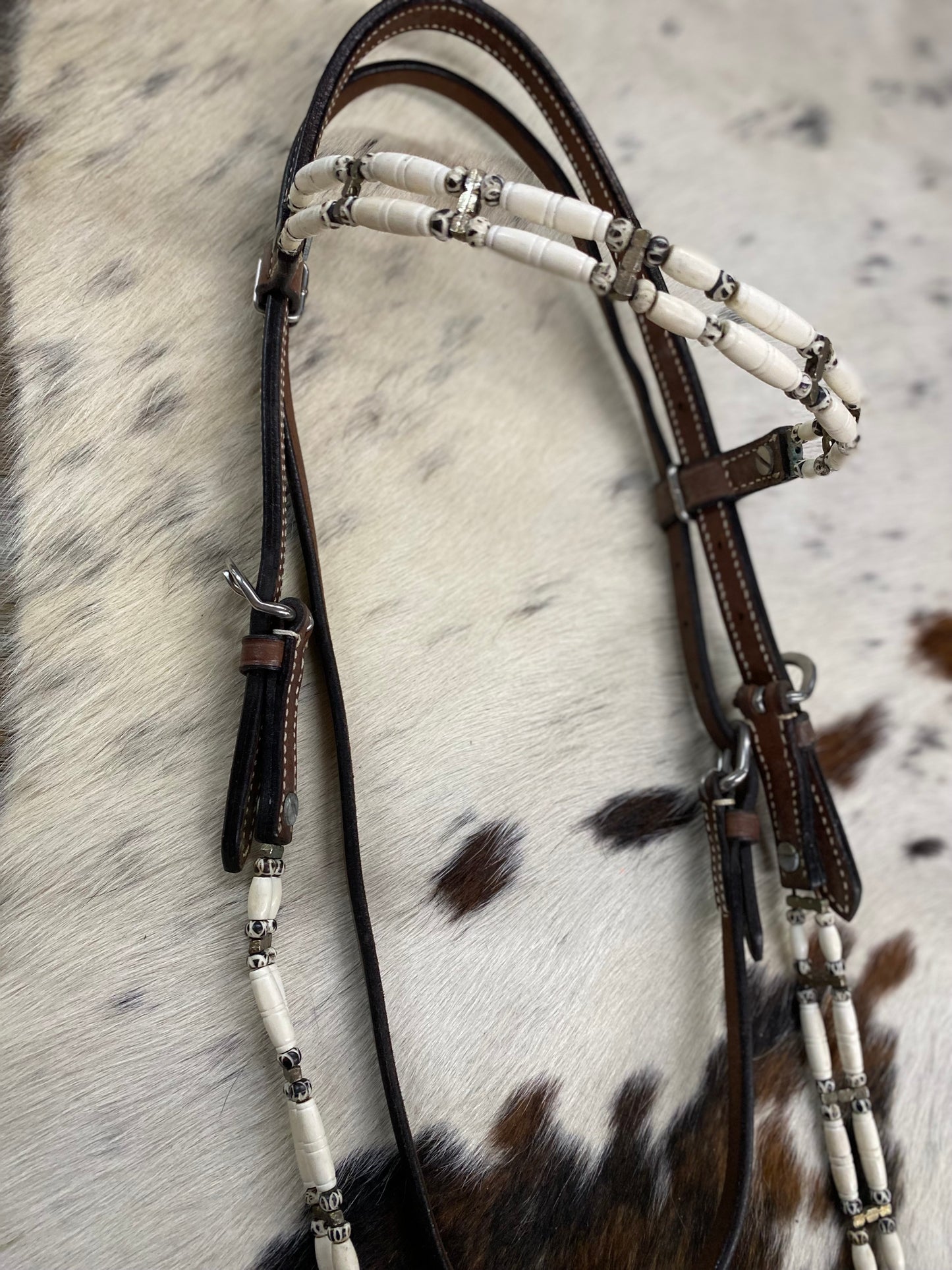 Smokey Trails Leather Beaded Headstall