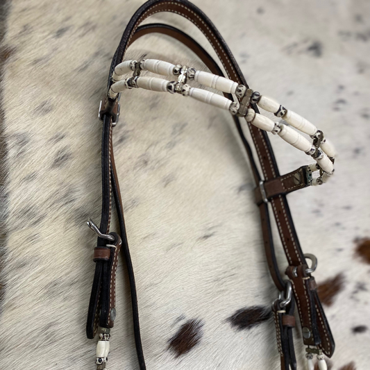 Smokey Trails Leather Beaded Headstall