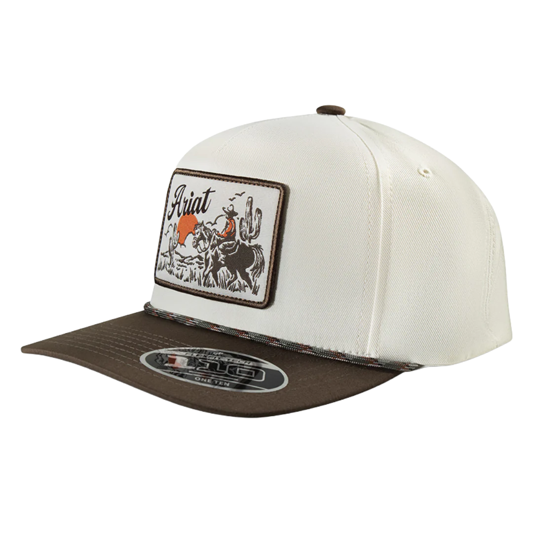 The Ariat Men's Tan & Brown Desert Patch Trucker Cap