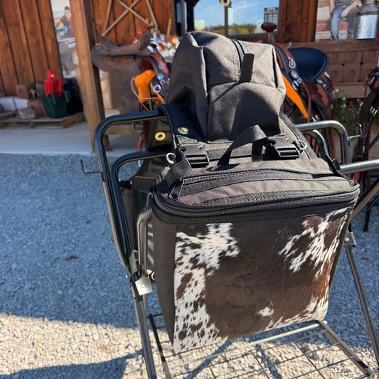 The Branded Lost Bull Amish Made Black Real COWHIDE Detachable Saddle Bags 