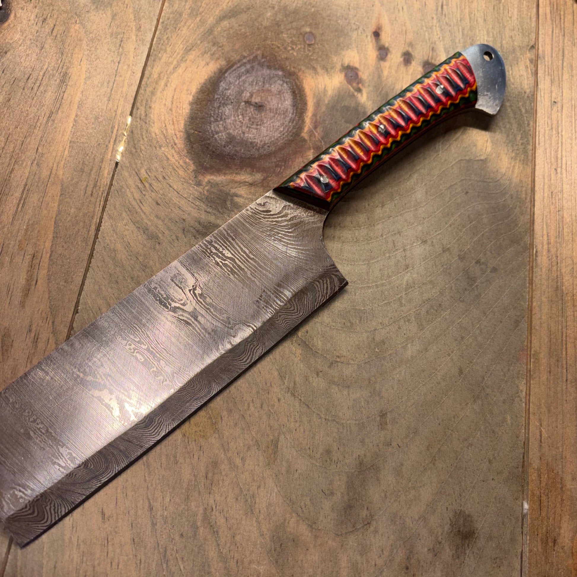 The Culinary Masterpiece Chef's Knife Handcrafted Damascus Steel Kitchen Knife w/ Colorful Handle