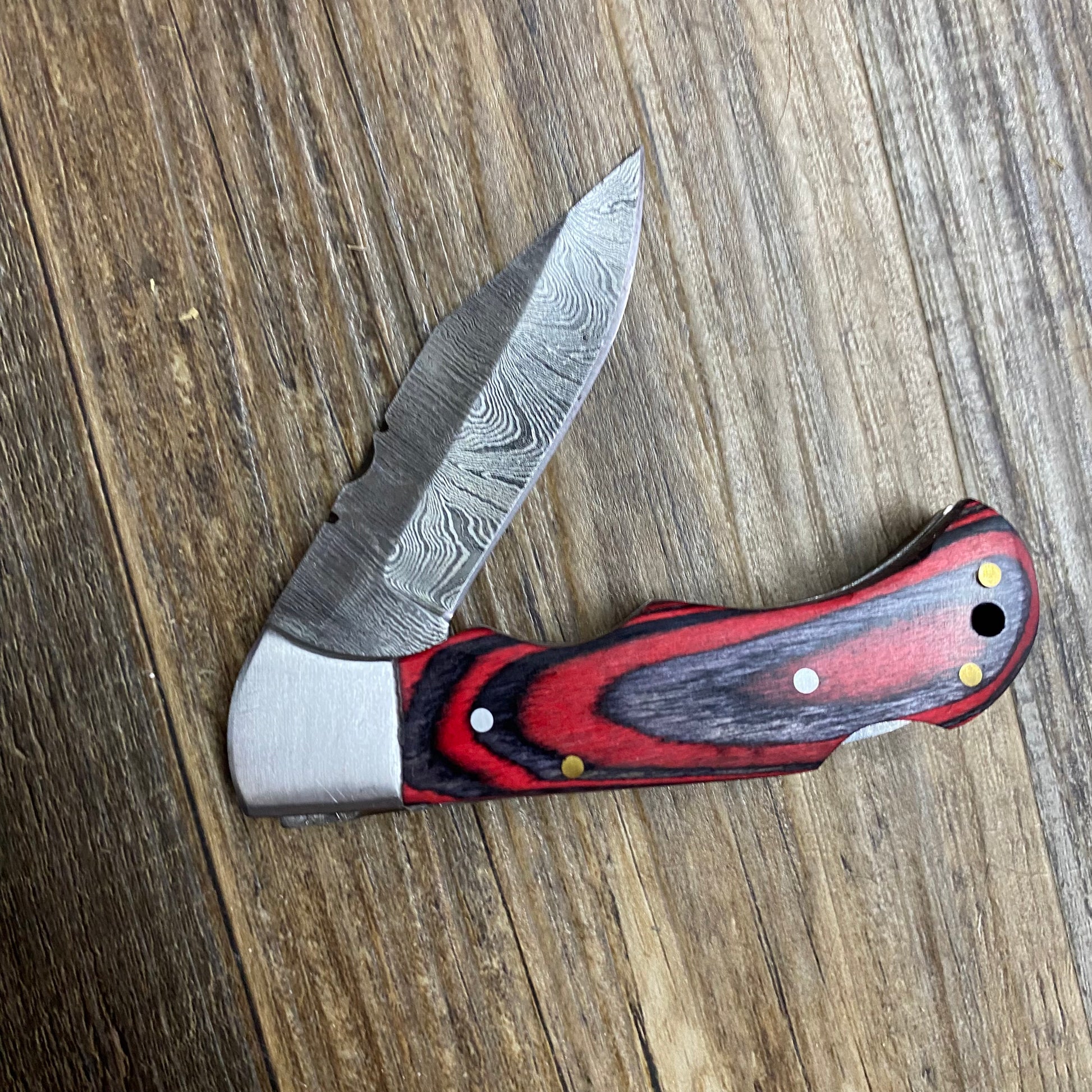 The Hero Pocket Fold Hand Crafted Wooden Comfort Grip Wooden Handle Damascus Knife