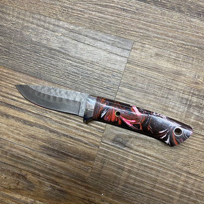 The Premium Grade Red Resin Blend Hand Crafted Damascus Knife