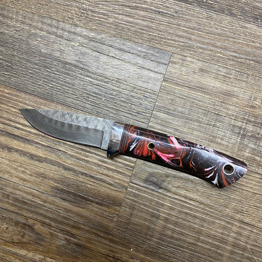 The Premium Grade Red Resin Blend Hand Crafted Damascus Knife