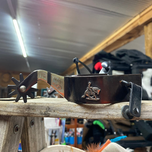 The Sliding In Silver Plaited 2" Shank Rowel Pair of Spurs