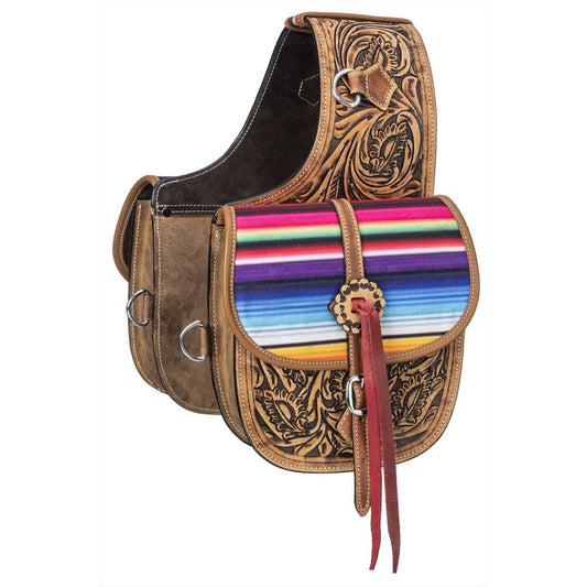 Ashlyn Tough 1 Tooled Leather Antique Serape Saddle Bags