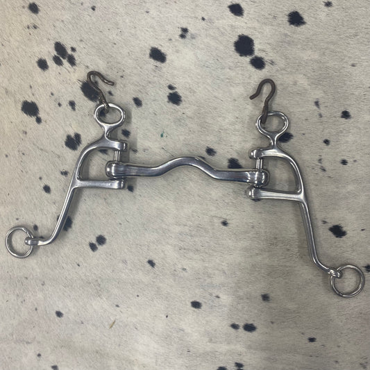 Used Walking Horse Pinchless Loose Cheek Bit 5" Snaffle Mouth 4” Shanks w/ Curb Hooks