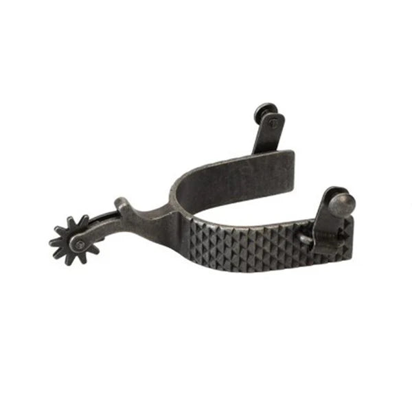 Weaver Gun Metal Rasp Textured Mens 2" Shank Rowel Pair of Spurs