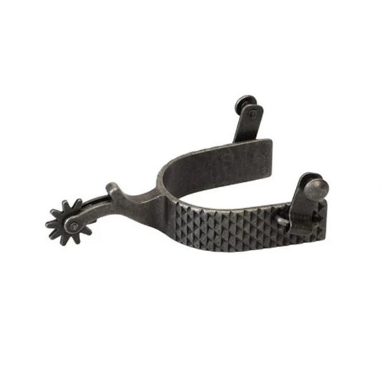 Weaver Gun Metal Rasp Textured Mens 2" Shank Rowel Pair of Spurs
