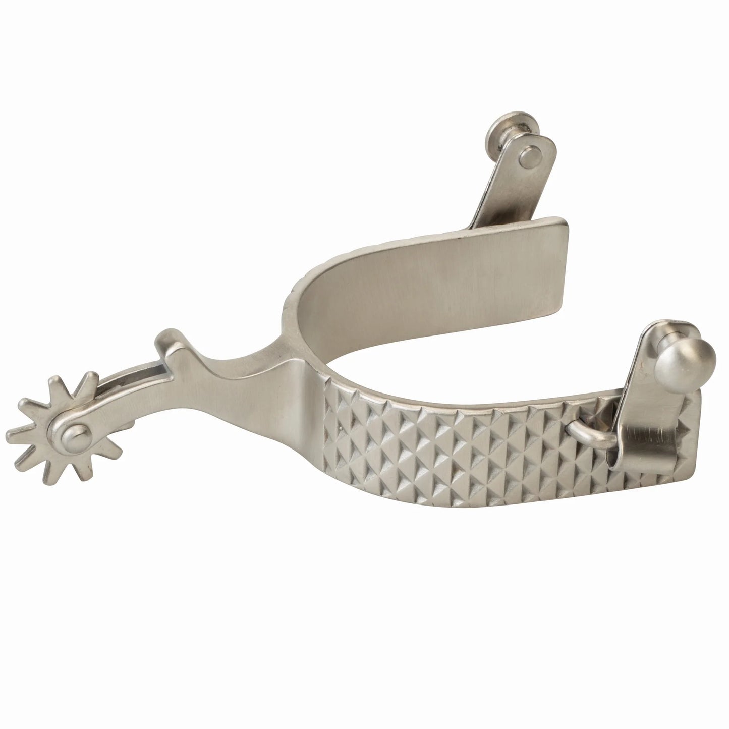 Weaver Stainless Steel Rasp Textured Mens 2" Shank Rowel Pair of Spurs