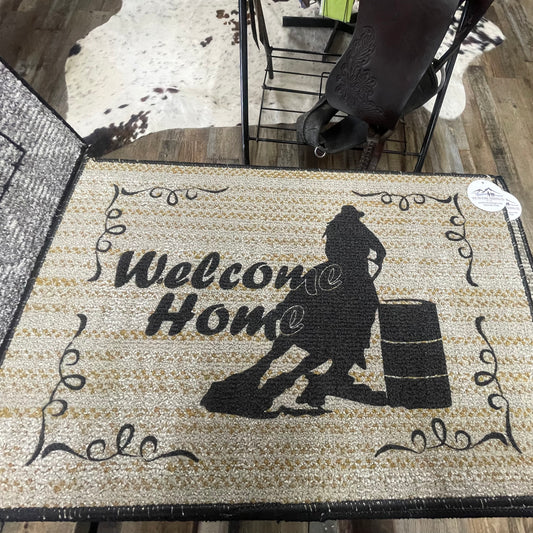 Welcome Home Chasin Cans Door Mat Rug 27” Long x 18” Wide Amish Crafted