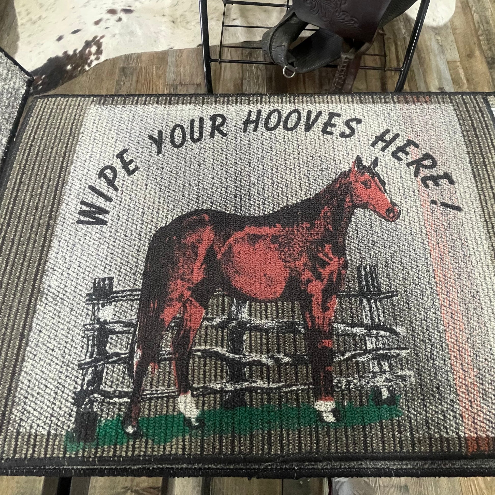 Wipe Your Hooves Here Door Mat Rug 27” Long x 18” Wide Amish Crafted
