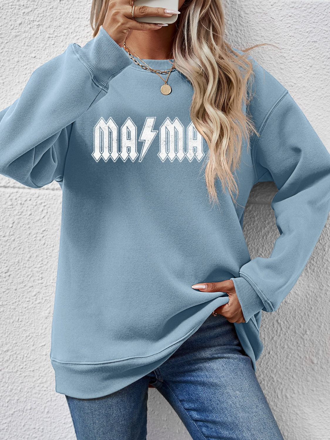 MAMA Graphic Dropped Shoulder Sweatshirt