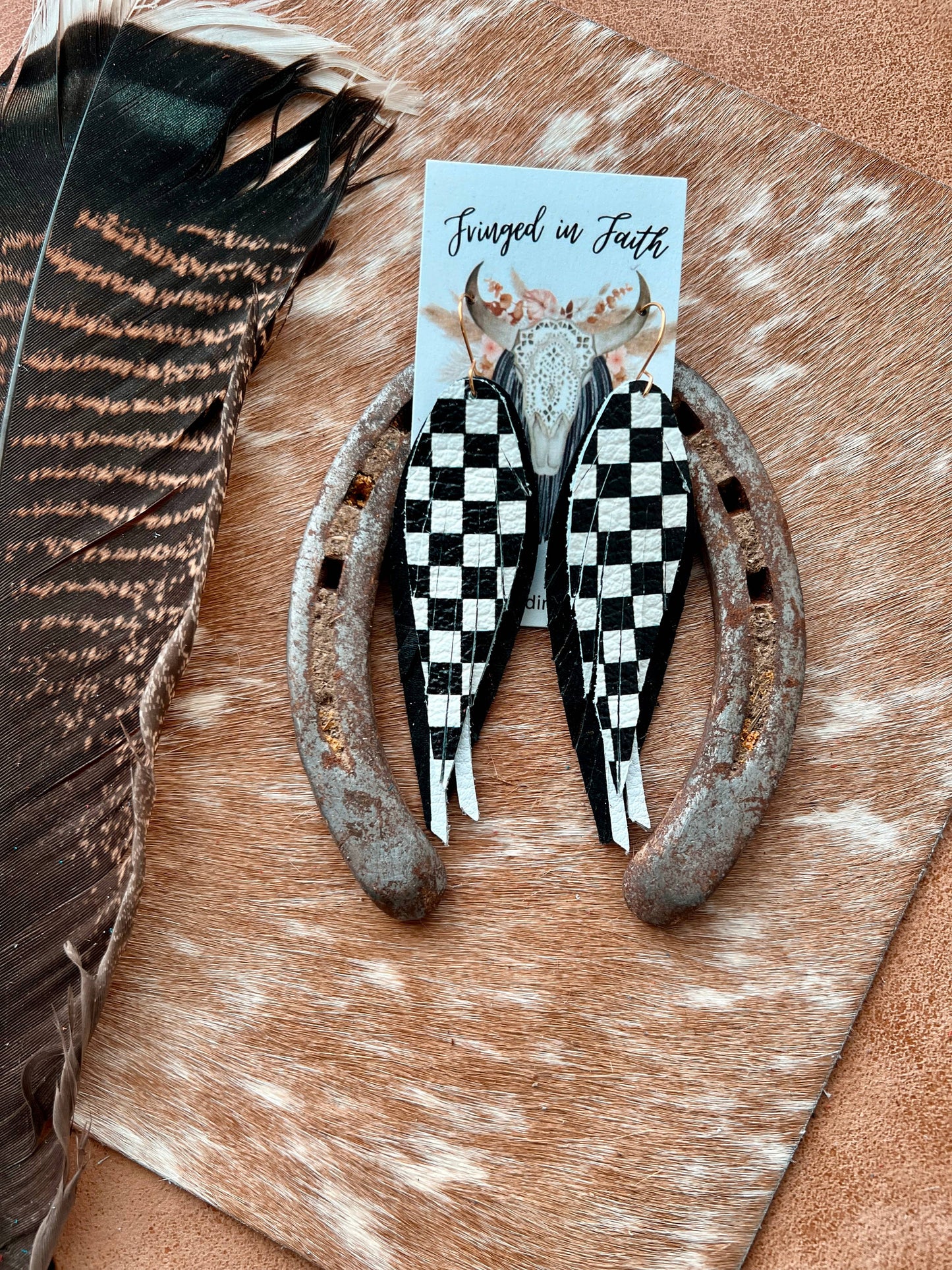 Checkered Fringe Earrings